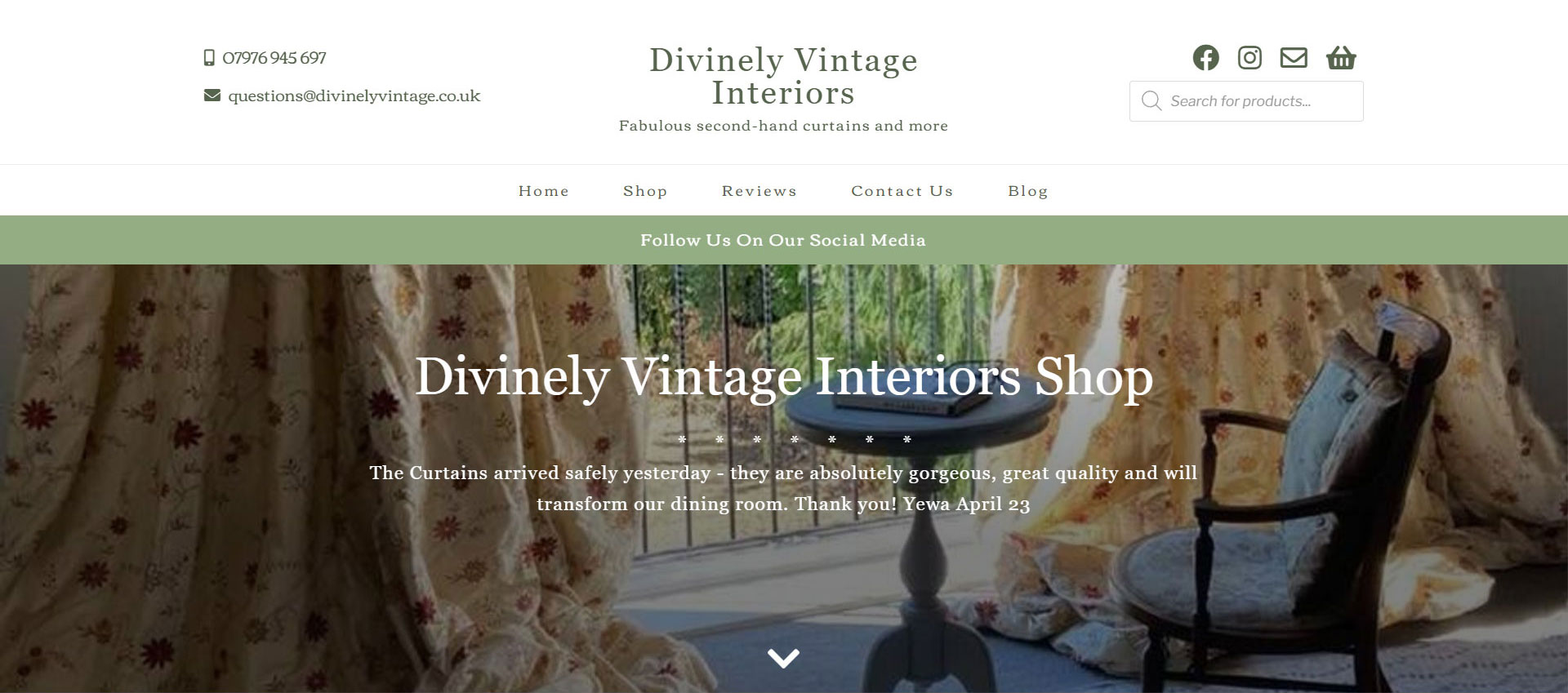 Divinely Vintage Interiors fabulous second-hand curtains